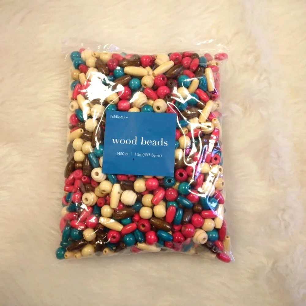 BEADS Hildie & Jo Colorful Wooden Beads, 1400 Count, 1 Pound Of Beads